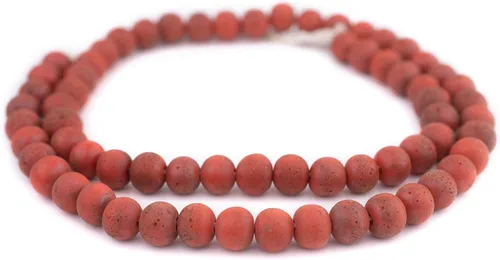 Vista 3 de TheBeadChest Cuentas de vidrio Java de estilo antiguo rojo coral (0.433 in)