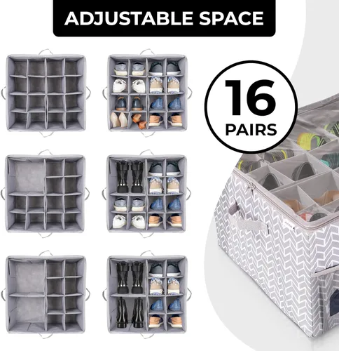 Vista 4 de ALCOVA Organizador de zapatos para armario, caja de almacenamiento de zapatos con cubierta transparente, caja de almacenamiento plegable