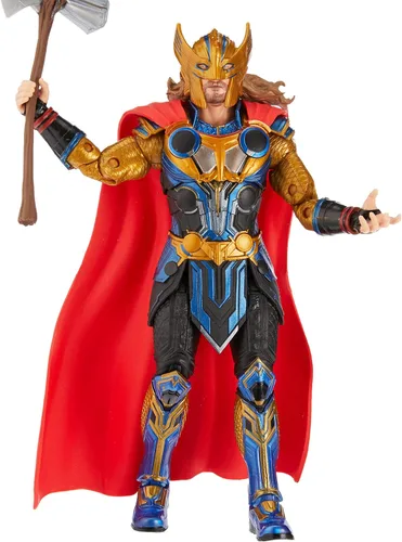 Vista 4 de Marvel Legends Series Thor: Amor y Trueno Figura de acción de Thor de 6 pulgadas, juguete coleccionable con 3 accesorios