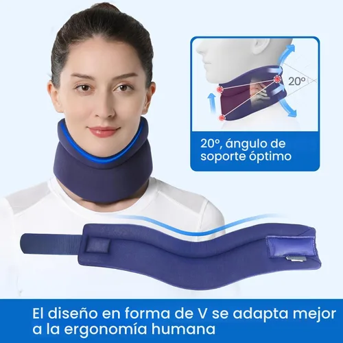 Vista 2 de VELPEAU Collarín para dolor de cuello y apoyo - Collar cervical suave para dormir en la cama, para roncar, dormir en posición vertical