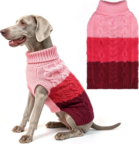 Vista 9 de EXPAWLORER Suéter para perro con agujero para correa, suéteres de otoño para perros pequeños para niñas y niños, ropa clásica de punto de cuello
