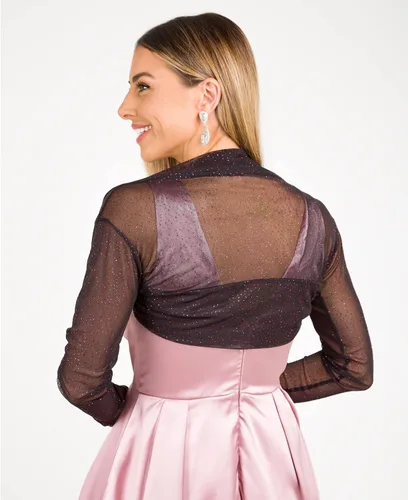 Vista 3 de KRISP Chaqueta de manga larga fruncida para mujer, con bolero para vestidos Sólido o purpurina Ropa formal para fiesta de boda