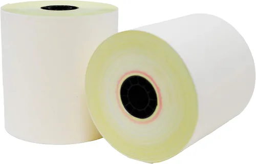 Vista 2 de (5 rollos) de 3 pulgadas x 95 pies, color blanco/canario, 2 capas, para impresora de cocina autocopiadora, rollos de recibos para Star Micronics