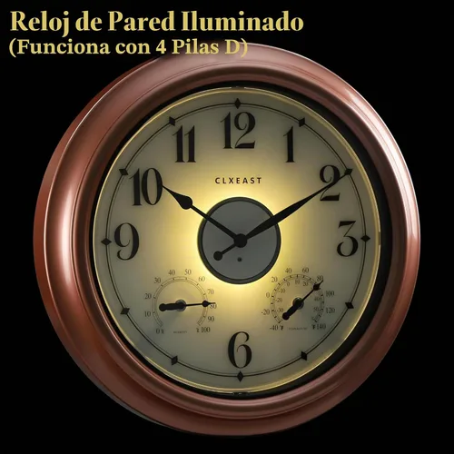 Vista 5 de CLXEAST Relojes iluminados de 18 pulgadas para interior y exterior con sensor inteligente, reloj de pared moderno estilo granja con temperatura