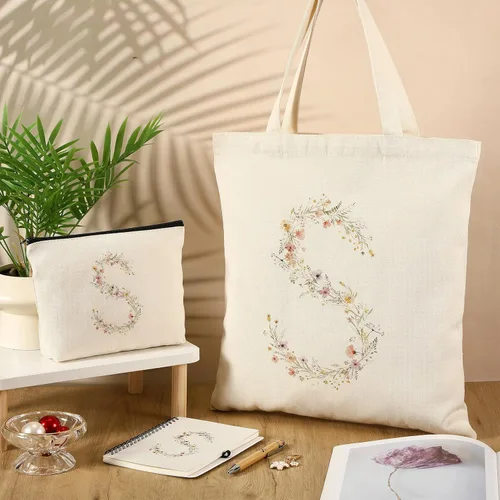 Vista 2 de Talltalk 5 piezas de bolsas de mano con iniciales, regalos para mujer Beige