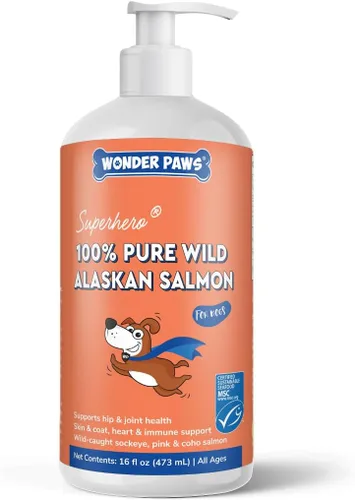 Vista 9 de Aceite de salmón salvaje de Alaska prémium para perros, aceite de pescado salvaje de Alaska certificado MSC para piel y abrigo, cadera