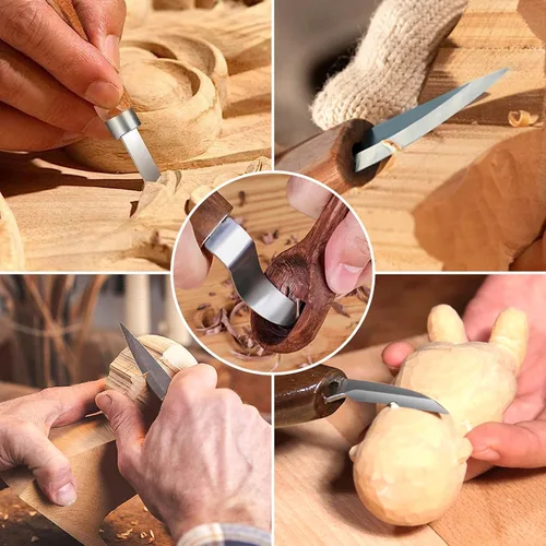 Vista 2 de Kit de Tallado de Madera Deluxe Tekchic - Cuchillo de Tallado, Juego de Cuchillos para Tallar Madera, Kit de Tallado de Madera para Principiantes