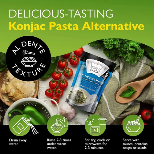 Vista 5 de Fideos konjac Skinny Pasta, 9.52 onzas, 100 % libre de olor, fideos shirataki, alimentos bajos en calorías, pasta saludable para dieta