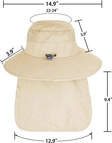 Vista 6 de ZOORON Sombreros de sol para hombres y mujeres con solapa para el cuello Beige