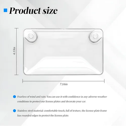 Vista 2 de Zpana Cubierta para placa de motocicleta, protector transparente irrompible para placa de motocicleta con tornillos y tapas de instalación, cubierta