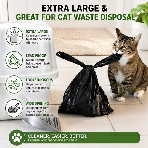 Vista 6 de Bolsa de plástico biodegradable negra para camisetas (600 unidades) Bolsas multiusos compatibles con Arm & Hammer, bolsas multiusos para latas
