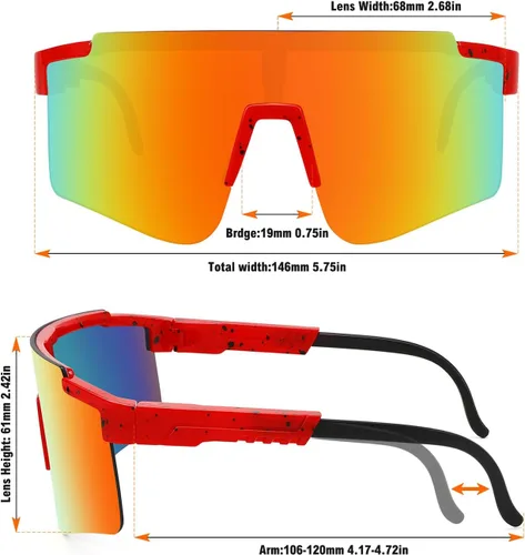 Vista 5 de MALIDAK Gafas de sol deportivas para hombres y mujeres, jóvenes, gafas de sol de béisbol, protección UV400, gafas de ciclismo para hombres