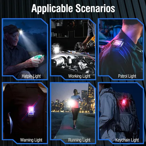 Vista 8 de N11 Linterna EDC Pequeña Recargable de 1000 Lúmenes, Linternas LED de Llavero con 8 Modos, Luz de Bolsillo con Luces Blancas, Rojas y Azules y Base