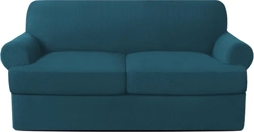 Vista 21 de Fundas para sofá de 2 piezas con cojines en forma de T, fundas de sofá de alta elasticidad para sofá de 1 cojín con 1 fundas individuales de cojín