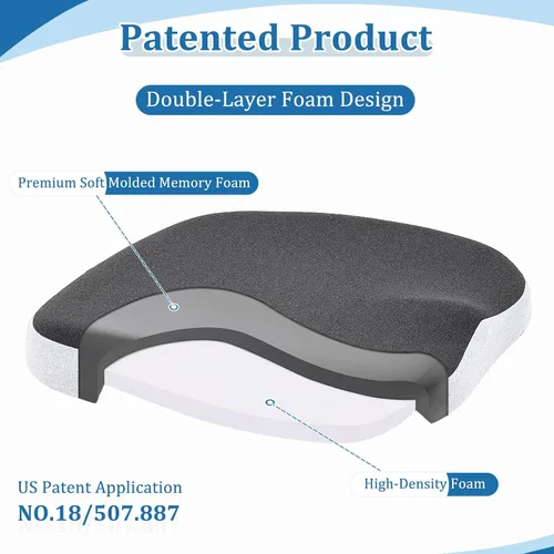 Vista 2 de Cojín del asiento de oficina de la espuma de la memoria, cojín de la silla de oficina de la espuma Ergonomic Coccyx Cushion for Sciatica Pain