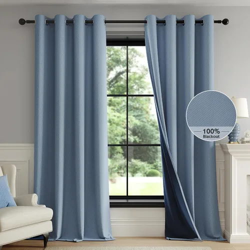 Vista 18 de FMFUNCTEX - Cortinas 100% opacas color beige de 40 x 63 pulgadas para dormitorio, 2 paneles Black out Drapes, Thermal Insulated Noise Reducing