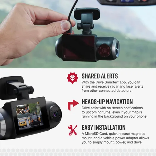 Vista 4 de Cobra Cámara de tablero inteligente con cámara interior (SC 201) - Resolución Full HD 1080P, WiFi y GPS integrados, alertas policiales en vivo