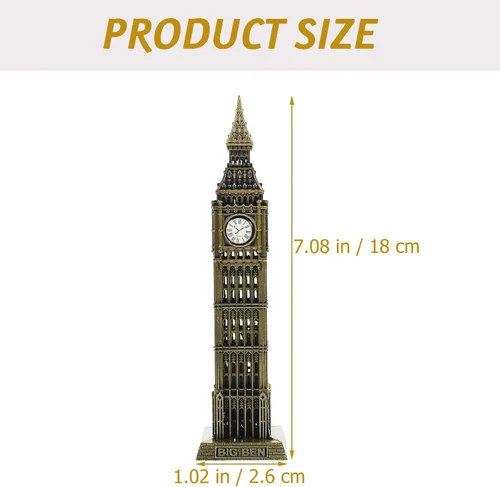 Vista 7 de Beavorty Big Ben Modelo Londres - Adorno de construcción de 7.08 pulgadas, escultura arquitectónica de metal para el hogar, boda, reunión familiar