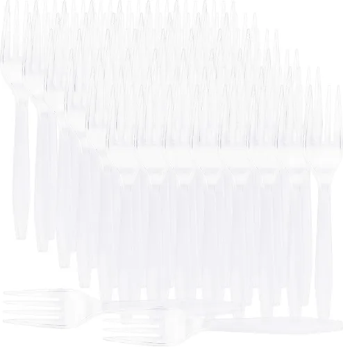 Vista 5 de Plasticpro Tenedores de plástico transparente desechables cubiertos utensilios 50