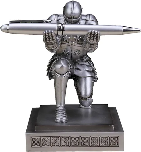 Vista 8 de Knight - Soporte para bolígrafo con bolígrafo, accesorio de escritorio personalizado para un regalo, soporte de escritorio organizador de escritorio
