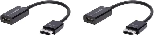 Vista 7 de Amazon Basics Convertidor DisplayPort (4k@60Hz) a HDMI hembra (no compatible con un puerto USB), negro, 9.25 x 0.87 x 0.47 pulgadas