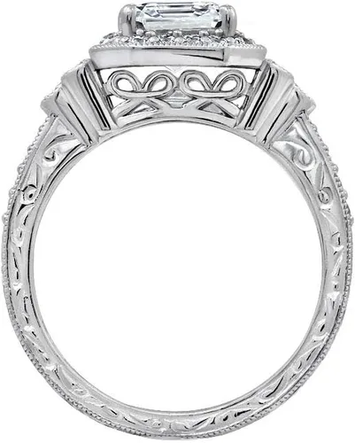 Vista 2 de Amazon Essentials Anillo antiguo de plata de ley chapada en platino o oro con circonita cúbica de elementos infinitos de corte Asscher