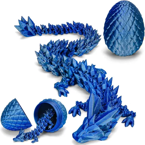 Vista 21 de TBOLINE - Paquete con 4 huevos de dragón impresos en 3D, animales de cristal articulados, juguete para la ansiedad, autismo, TDAH, piezas míticas
