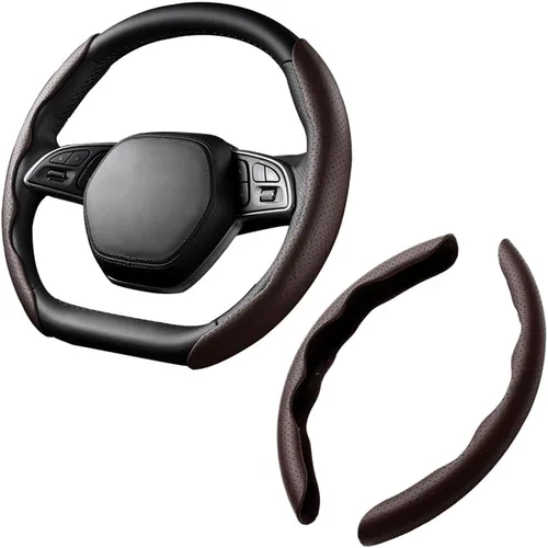Vista 19 de LoyaForba Funda universal para volante de automóvil, protector universal de cuero segmentado de 15 pulgadas, antideslizante y suave, transpirable