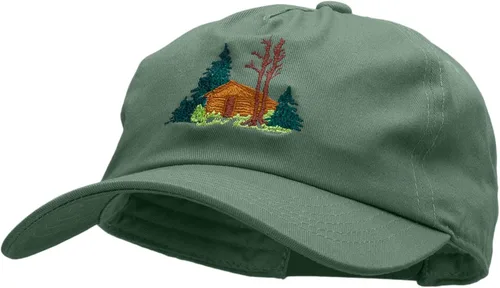 Vista 2 de e4Hats.com Gorra bordada de cabaña de troncos para papá sin estructura