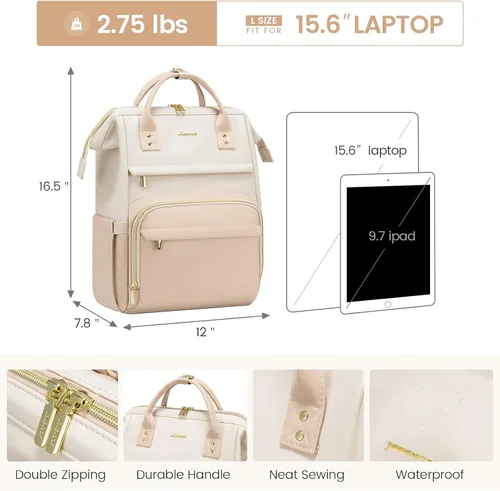 Vista 4 de LOVEVOOK - Mochila para laptop para mujer, mochila de moda para mujer.., 15,6 pulg.