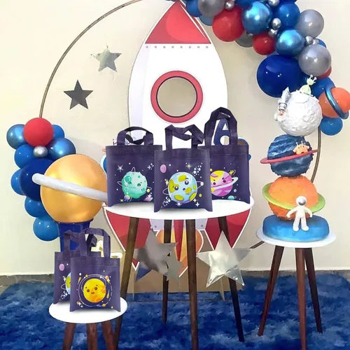 Vista 6 de BANBALLON 20 bolsas de recuerdo para fiesta del espacio exterior, bolsas de regalo espaciales, bolsas de regalo para niños, sistema solar galáctico