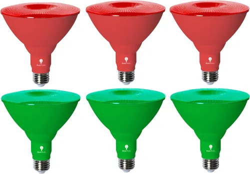 Vista 10 de Bluex Bulbs Paquete de 2 bombillas de luz LED BlueX Par38 de inundación color rojo - 18W (equivalente a 120 vatios) - Clasificación de humedad