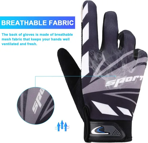 Vista 4 de Accmor Guantes para Pantalla Táctil para Ciclismo - Tamaño Grande para Niños, Deporte para Hombres, Mujeres, Adolescentes, Pesca, Respirables