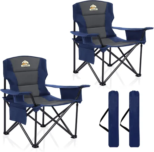 Vista 10 de Colegence Sillas de Camping Plegables de Tamaño Grande - Soporte de 450 LBS Silla de Campamento de Servicio Pesado con Cojín Acolchado, Sillas