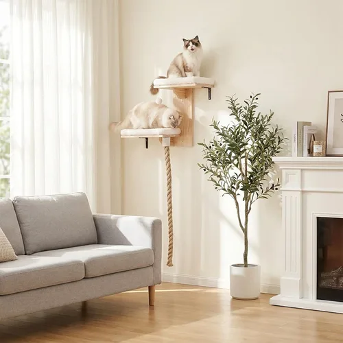 Vista 7 de Cat Wall Shelves Set with 2 Washable Beds & 4.92FT Scratching Post