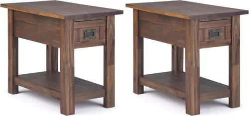 Vista 9 de SIMPLIHOME Monroe - Mesa auxiliar de madera de acacia maciza de 22 pulgadas de ancho en color marrón ceniza envejecido, mesa decorativa rústica