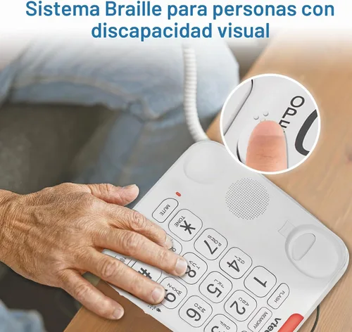Vista 7 de Teléfono con cable VTech SN1107 con botones sobredimensionados de alto contraste, dígitos parlantes para personas mayores, marcación rápida de 10