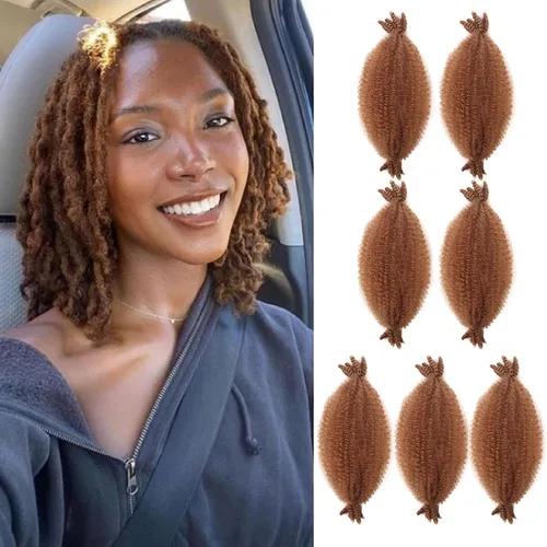 Vista 15 de Cabello afro trenzado elástico de 16 pulgadas, paquete de 3 marley twist para rastas falsas, trenzas rizadas de mariposa, cabello trenzado marley