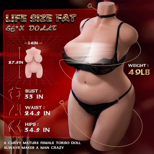 Vista 3 de Muñeca sexual gorda de tamaño real de 49 libras para hombres, muñeca sexual BBW, masturbador masculino de torso femenino con pechos grandes, trasero