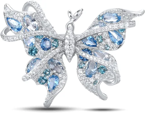 Vista 2 de Santuzza Anillo de mariposa de plata de ley para mujer