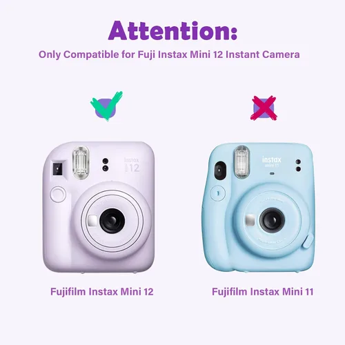 Vista 7 de MUZIRI KINOKOO Funda protectora para cámara instantánea Instax Mini 12, piel sintética premium Fuji Mini 12 funda de transporte con correa ajustable