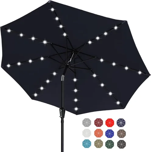 Vista 44 de ABCCANOPY Sombrillas solares duraderas para patio con 24 luces LED de 7.5 pies con 6 varillas resistentes (borgoña)
