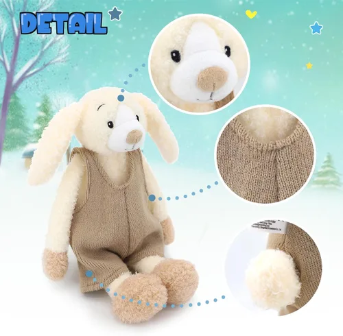 Vista 8 de Conejito de Pascua de peluche, juguete de conejo de ropa suave para niños, recién nacidos, niños y niñas, juguetes de peluche adorables y adorables