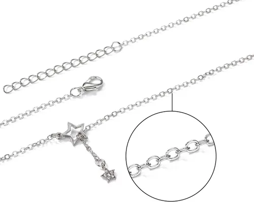 Vista 5 de BUREI Collar de cierre de palanca para mujer, collar de cadena larga, collar de Lariat Y ajustable, collar con colgante de caída larga para niñas