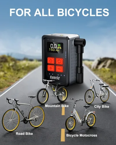 Vista 8 de Mini bomba de neumáticos para bicicleta, bomba de bicicleta de inflado rápido de 150 PSI con manómetro, parada automática, bomba de aire eléctrica