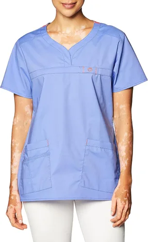 Vista 8 de Wink WonderFLEX Patience - Women's Curved Notch Neck Scrub Top Aguamarina