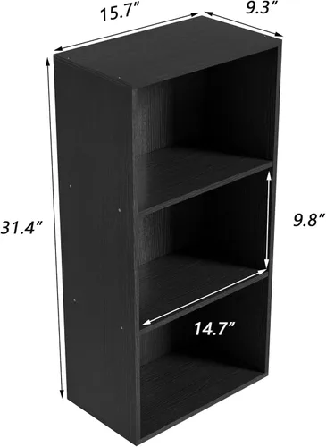 Vista 3 de Organizador de Almacenamiento de Madera de 3 Cubos, Estantería Baja de 3 Niveles Organizador de Exhibición de Almacenamiento Independiente, Estante