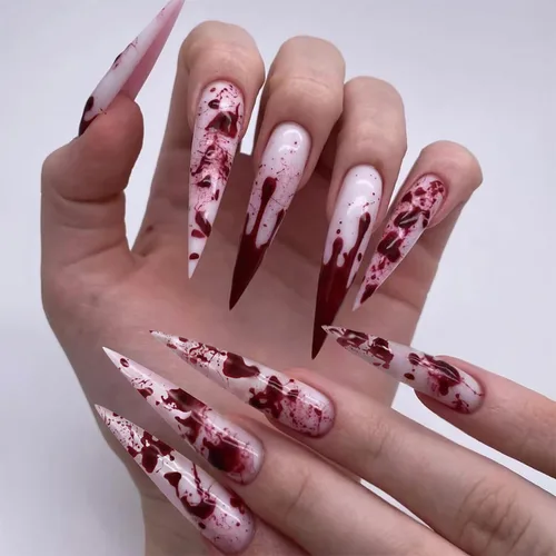 Vista 7 de RIICFDD - Uñas largas a presión con forma de almendra, punta de uñas con lazo grande, color rosa nude, con dijes de lazo negro, uñas postizas