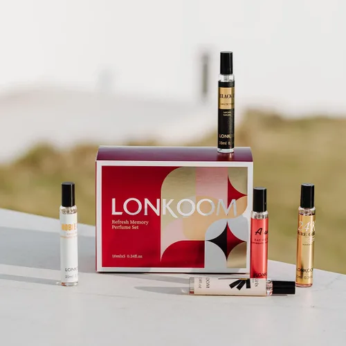 Vista 2 de Lonkoom Set de regalo de muestras de perfume de Navidad para mujeres y hombres, Eau de Parfum en espray unisex, fragancia de larga duración, 5 x 0.3