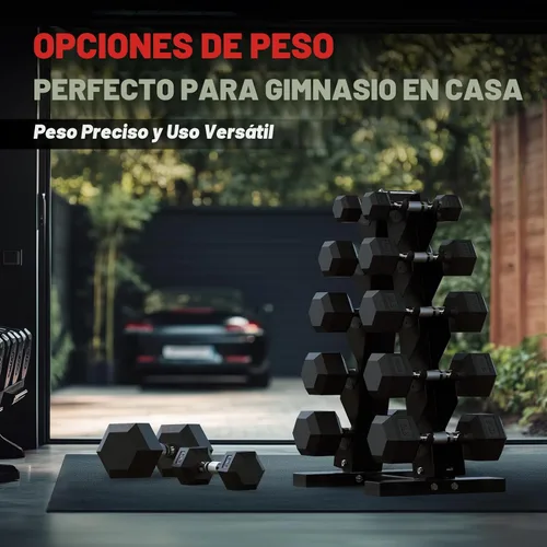 Vista 8 de Hex Dumbbell Set 60-650lb, Weights Set Rubber Encased, Home Gym